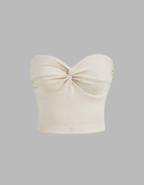 Birthday Style Outfits Summer, Twisted Front Top, Cute Sleeveless Tops, Shein Tube Tops, Beige Tube Top, Cute Tops From Shein, Cute Crop Tops For Summer, Summer Tops Shein, Twisted Tube Top