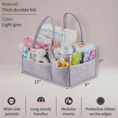 PUTSKA Nappy caddy essentials for newborn, great baby shower gifts for mum, baby boy, baby girl. New Born accessories UK baby organiser : Amazon.co.uk: Baby Products Random Amazon Must Haves, Baby Gift List, Home Automation Ideas, Cool Amazon Finds, Diaper Organizer, Baby Nursery Storage, Felt Basket, Felt Tote Bag, Cool Gadgets On Amazon