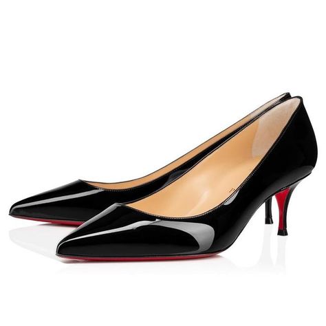 Christian Louboutin Black Kate 55 Patent Leather Classic Pointed Toe Kitten Low Pumps Size EU 36.5 (Approx. US 6.5) Regular (M, B) - Tradesy Slavic Style, Red Bottom Heels, Wardrobe Shoes, Louboutin Kate, Red Bottom Shoes, Christian Louboutin Kate, Black Patent Leather Pumps, Low Heel Pumps, Kitten Heel Pumps