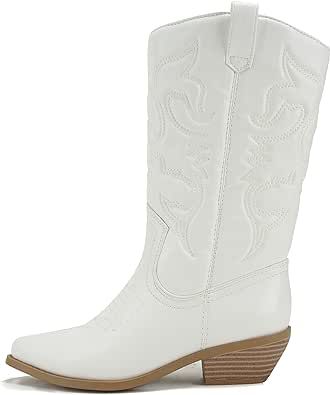 Soda Women Cowgirl Cowboy Western Stitched Boots Pointy Toe Knee High Reno-S, 6.5, White/Beige Pu Dan And Shay, Boots White, Cowgirl Cowboy, Cowboy Western, Kids Luggage, Luxury Store, White Beige, Western Cowboy, Pharmacy Gifts