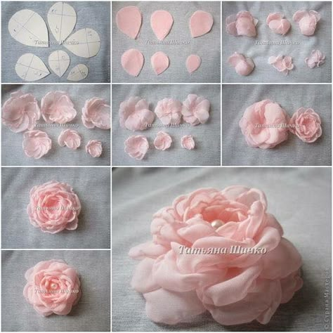 Projek Menjahit, Make Paper Flowers, Making Fabric Flowers, Diy Flores, Ribbon Embroidery Tutorial, Fabric Flower Tutorial, Making Flowers, Handmade Flowers Fabric, How To Make Paper Flowers