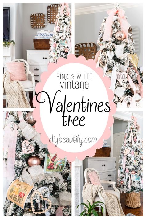 Vintage Valentines Tree, Valentines Tree Topper, Valentine’s Tree, Valentine Trees Ideas, Valentines Christmas Tree Ideas, Valentine Ornaments Diy, Valentines Day Tree Ideas, Valentine’s Day Tree Ideas, Valentines Day Christmas Tree