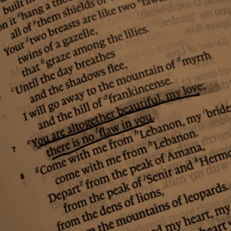 Song of Solomon 4:7 One of my favorite verses!! Solomon 1:16, Song Of Solomon 2:16, Song Of Solomon 4:7 Aesthetic, Song Of Solomon Aesthetic, Songs Of Songs Bible Verses, Song Of Songs 4:7 Tattoo, Song Of Solomon Verses, Song Of Solomon 6:3, Songs Of Songs Bible