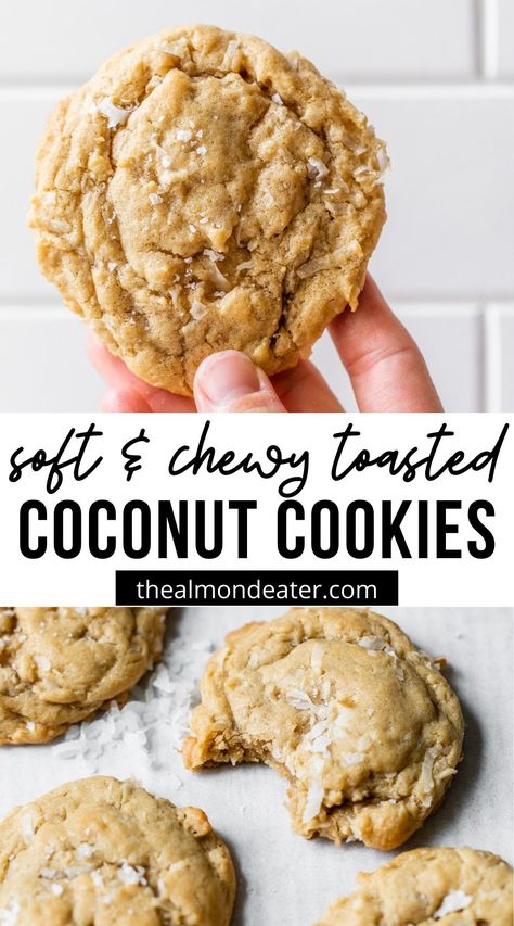 Things To Bake With Coconut, Coconut Brown Butter Cookies, Gluten Free Oatmeal Coconut Cookies, Coconut Honey Cookies, Easy Healthy Coconut Desserts, Sweet Coconut Recipes, Sweets With Coconut, Using Coconut Cream In Recipes, Gluten Free Chewy Cookies