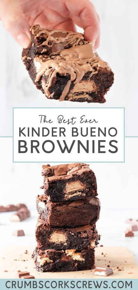 Bueno Brownies, Kinder Bueno Recipes, Bueno Recipes, Hazelnut Filling, Quick Baking, Easy Chocolate Desserts, Birthday Cake Decorating Ideas, Birthday Baking, Tray Bake Recipes