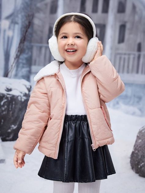 Like the one in the photo remember to order the right size Toddler Winter Outfits, Girls Winter Outfits, Winter Outfits Snow, Girls Winter Fashion, Puffer Jacket Outfit, Girls Winter Dresses, Kids Winter Outfits, Girls Puffer Jacket, Baby Pattern