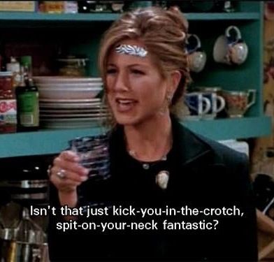 "Isn't that just kick-you-in-the-crotch, spit-on-your-neck fantastic?"  -Rachel Green Gemini Jupiter, Friends Bloopers, Friends Relatable, Friends Rachel, Friend Quotes For Girls, Rachel Friends, Friends Tv Show Quotes, Friends Episodes, Friends Moments