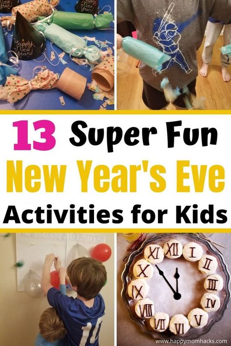 Countdown 2022! Fun New Year's Eve with Kids Ideas | Happy Mom Hacks New Year Eve Kids Activities, New Year Games, Countdown Activities, Newyear Party, New Year's Eve Countdown, Kids New Years Eve, New Year's Eve Activities, Entertaining Kids, New Years Eve Games