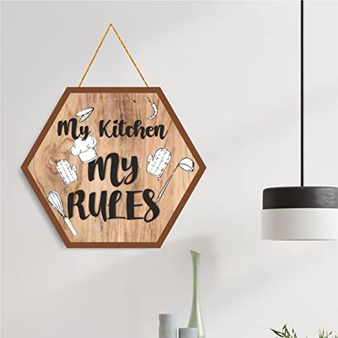 Nupur Studios “My Kitchen My Rules” Wall Decoration/Wall Hanging/Kitchen, Restaurant Wall Mounted Decoration Check more at https://productsoffer.in/nupur-studios-my-kitchen-my-rules-wall-decoration-wall-hanging-kitchen-restaurant-wall-mounted-decoration/ My Kitchen My Rules Wall Art, Kitchen Wall Hanging Ideas, Kitchen Diy Decor, Kitchen Wall Art Diy, Small Kitchen Diy, My Kitchen My Rules, Wall Hanging Kitchen, Wall Art Indian, Kitchen Queen