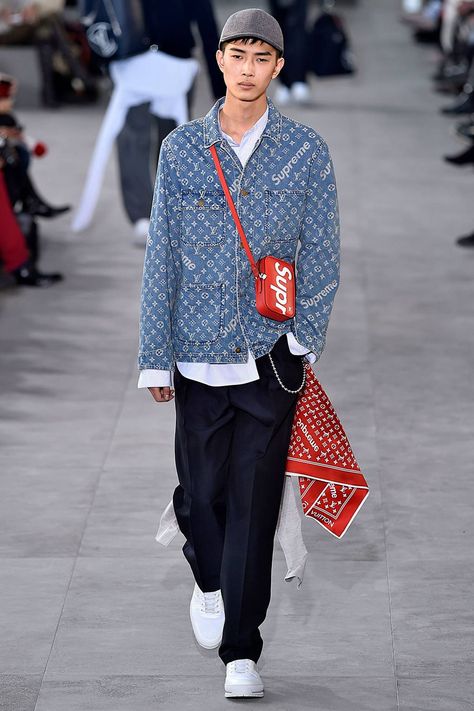 Mens Fashion Runway, Supreme Clothing, Hypebeast Streetwear, Louis Vuitton Supreme, Sporty Street Style, Fashion Terms, Fashion Menswear, Women Street, Louis Vuitton Men