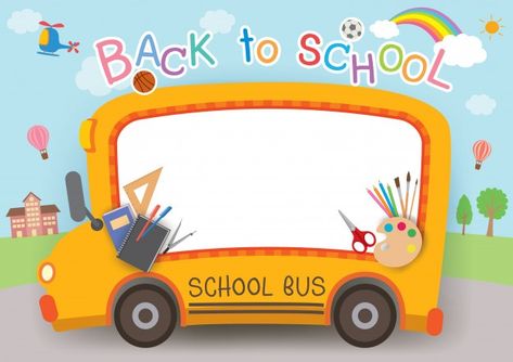 Back to school card Premium Vector | Premium Vector #Freepik #vector #frame #poster #car #school School Binder Covers, Bus Cartoon, Back To School Clipart, Planting For Kids, School Card, School Board Decoration, Education Poster Design, Welcome To School, School Template