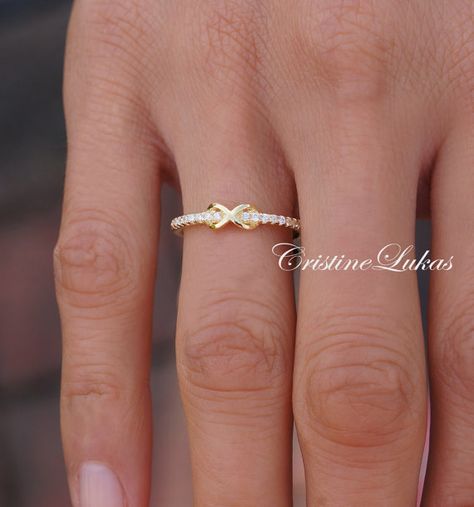 Sterling Silver Infinity Ring With Clear CZ Stones  Criss Rose Gold Infinity Ring, Gold Infinity Ring, Infinity Knot Ring, Infinity Rings, Infinity Knot, Tiffany Jewelry, Infinity Ring, Knot Ring, Zircon Ring