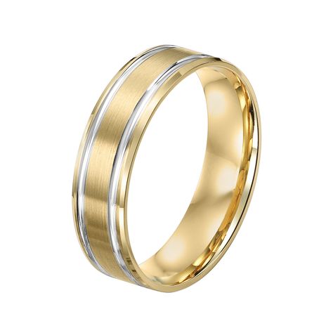 Ross-Simons - Men's 6mm 14kt Two-Tone Gold Wedding Band / Ring Size 10.5. For the gentleman who appreciates options, this sophisticated 6mm wedding ring is finely crafted in 14kt yellow gold with 14kt white gold stripes for a versatile mixed-metal look that pairs well with all of your daily accessories. Men's 14kt two-tone gold wedding band. Two Tone Mens Wedding Band, Mixed Metals Wedding, Mens Wedding Bands Unique, Daily Accessories, Fine Jewelery, Precious Gemstones Jewelry, Rings Bands, Men's Wedding Ring, The Gentleman