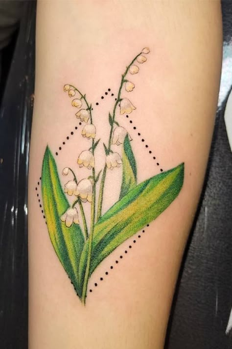 Lily Of The Valley Tattoos, Birth Flower Tattoos Ideas, June Birth Flower Tattoo, Flower Tattoos Ideas, Name Flower Tattoo, Lily Of The Valley Tattoo, Valley Tattoo, 2023 Tattoo, Lily Flower Tattoos