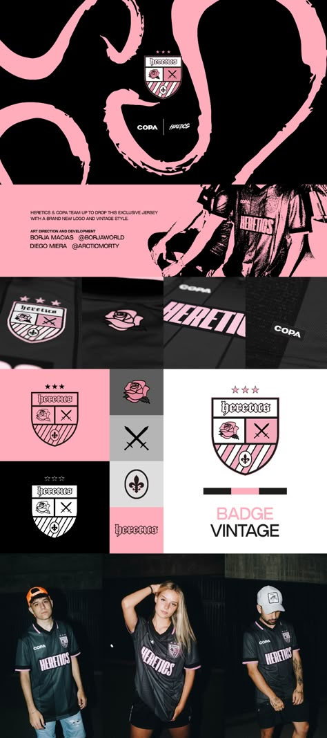 HERETICS X COPA on Behance Food Logo Design Inspiration, Logos Vintage, Sports Design Ideas, Sport Shirt Design, Vintage Logos, Sports Jersey Design, Logos Ideas, Limited Edition Sneakers, Learning Graphic Design