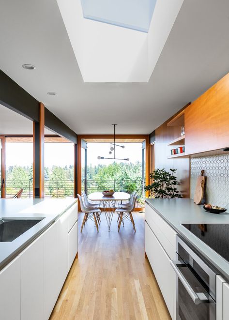 Photo 13 of 28 in Before & After: A Remodel Brings a Famous Cartoonist’s Former Home Back to Life - Dwell Midcentury House, Light Wood Floors, House Shed, Midcentury Home, Floor To Ceiling Windows, Mid Century House, Design Solutions, Modern Kitchen Design, 인테리어 디자인