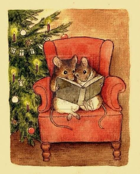 Maus Illustration, Animals Reading, Mouse Illustration, Brambly Hedge, 동화 삽화, Art Mignon, Christmas Mouse, Fairytale Art, Art Et Illustration