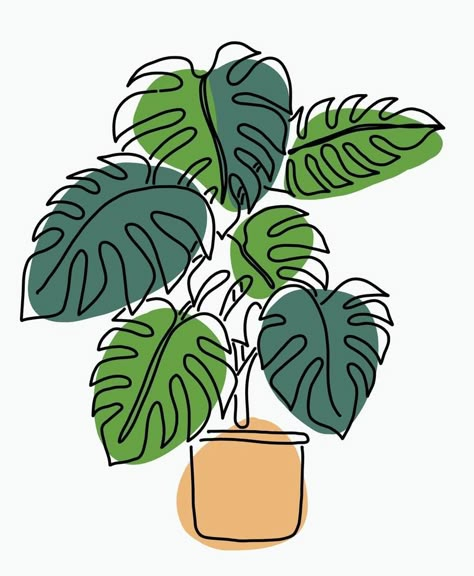 Simplicity monstera plant freehand continuous line drawing Monstera Plant Drawing, Planta Monstera, Plant Cartoon, Plant Sketches, Plant Doodle, Digital Art Software, Plant Clips, Plant Vector, Continuous Line Drawing