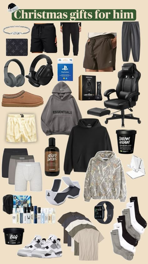 Gifts to get him for Christmas this year. I added some pricier and cheaper things to this list :) Christmas Stocking Gift Ideas, Stocking Gift Ideas, Christmas Presents For Boyfriend, Gifts For Bf, Xmas Gifts For Him, Bf Gift, Boyfriend Gift Basket, Christmas Stocking Gifts, Gift Box For Men