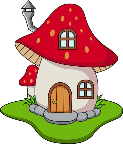 Cute Cartoon Clipart, Knome Houses Drawing, Cute Houses Drawings, Mushroom Cute Art, House Cute Drawing, Cute Mushroom House Drawing, Mushroom House Cartoon, Cartoon Kids Drawing, House Cartoon Drawing