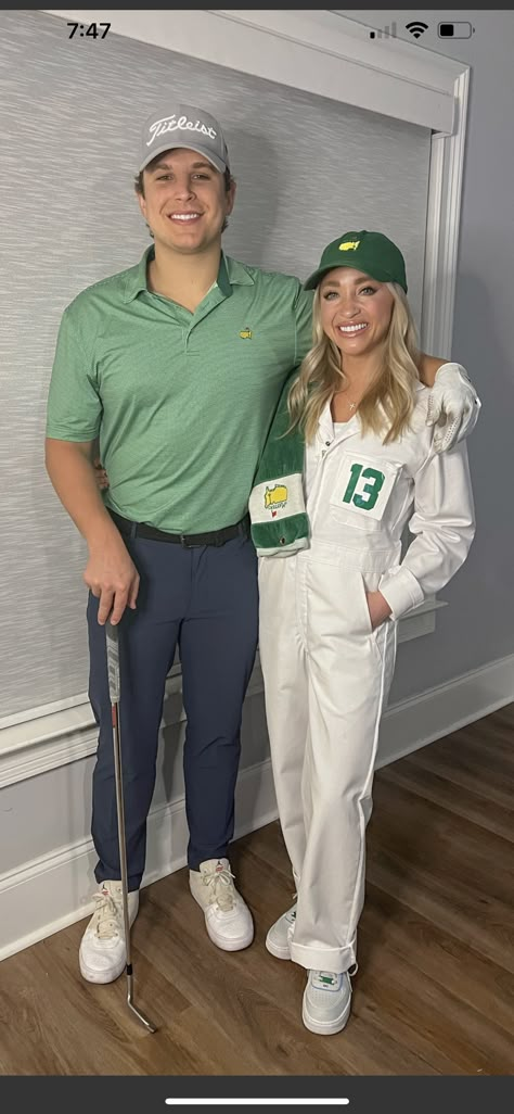 Taladaganights Costume Couple, Hole In One Costume, Couple Costumes For Halloween Brunette, Duo Halloween Costumes Couple Funny, Halloween Costumes Couples Funny Unique, Couples Halloween Costumes Unique, Couples Halloween Party Costumes, Couples Golf Halloween Costume, Golfer Couple Costume