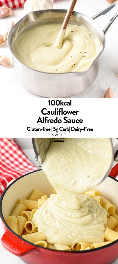 This Cauliflower Alfredo Sauce is a healthy, dairy-free Alfredo Sauce recipe made from cauliflowers florets.It’s a delicious low-carb vegan sauce for pasta or steamed vegetables. Aip Alfredo Sauce, Vegan Cauliflower Pasta Sauce, Homemade Vegan Alfredo Sauce, Dairy Free White Sauce Pasta, Dairy Free Foods For Kids, Pasta Sauce Recipes Dairy Free, Dairy Free Gluten Free Alfredo Sauce, Cauliflower Alfredo Sauce Healthy, Veggie Alfredo Sauce