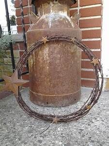 Dawson Wreath Barn | Home | Barbed wire decor, Barb wire crafts, Barbed ... Barbed Wire Circle, Barbed Wire Decor, Barbed Wire Crafts, Barbed Wire Wreath, Barb Wire Crafts, Ideas Terraza, Barbed Wire Art, Old Milk Cans, Cowboy Crafts