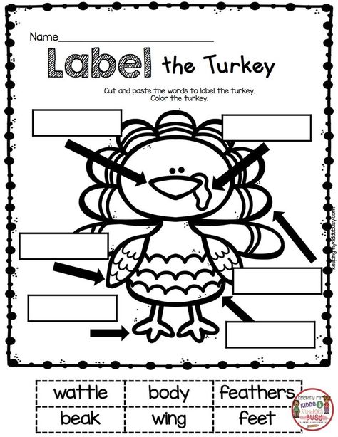 LABEL the TURKEY - kindergarten no prep printables for thanksgiving #kindergarten #thanksgivinginkindergarten #turkey #kindergartenliteracy #labeling Turkey Kindergarten, Prek Thanksgiving, November Preschool, Thanksgiving Activities For Kindergarten, November Math, November Classroom, Preschool Thanksgiving, Prek Ideas, Thanksgiving Lessons