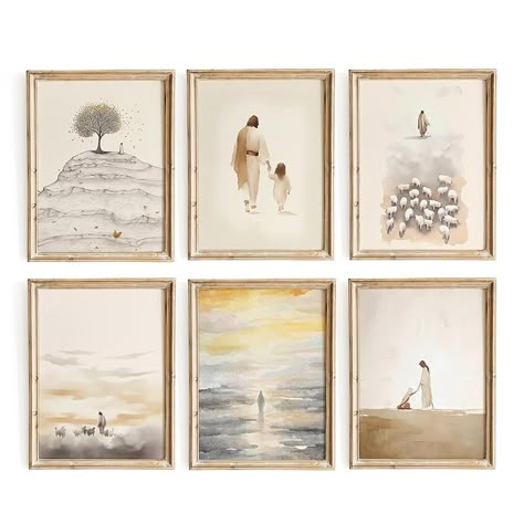 Amazon.com: ESSEN Life Christian Wall Art Set of 6, Jesus Wall Decor, Bible Stories Scripture Wall Art, Christian Wall Decor, Sunday School Decorations for Classroom, Christian Gifts for Women (8"x10" UNFRAMED) : Handmade Products Jesus Wall Decor, Sunday School Decorations, Hallway Wall Art, God Bible, Religious Artwork, Hallway Wall, Religious Wall Decor, Christian Gifts For Women, Christian Posters