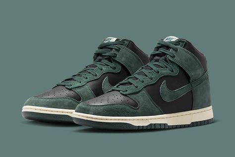 Nike Dunk High "Faded Spruce" DQ7679-002 | Nice Kicks Nike Dunk High Outfit, Dunk High Outfit, Nike Dunks High, High Fade, Nike Dunk High, Dunk High, Green Suede, Winter Colors, Nike Dunk