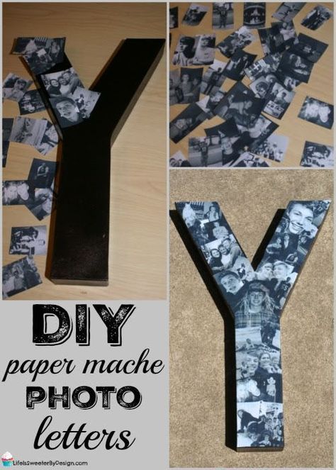 DIY paper mache photo letters Photo Collage Letters Diy, Wedding Craft Gift Ideas, Paper Mache Letters Decorating Ideas, Diy Letter Decor, Diy Paper Mache, Letter Collage, Diy Collage, Paper Mache Letters, Photo Letters