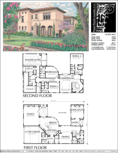 Two Story House Building Plans, New Home Floor Plan Designers, 2 Story – Preston Wood & Associates Luxury Mediterranean Homes, Mediterranean Homes Exterior, Mediterranean House Plan, Mediterranean House Plans, Two Story House Plans, Two Story House, Mediterranean House, Plans Architecture, Vintage House Plans