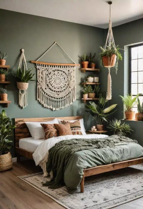 #house decor #kitchen ideas #house ideas #homes #houses #home ideas #dream house decor #apartment decorating #design your dream house #small living room ideas Bedroom Decor Green Bed, Sage Ideas, Green Room Ideas Bedroom, Sage Bedroom, Trailer Design, Green Farmhouse, Green Bedroom Decor, Boho Bedroom Design, Sleeping Quarters