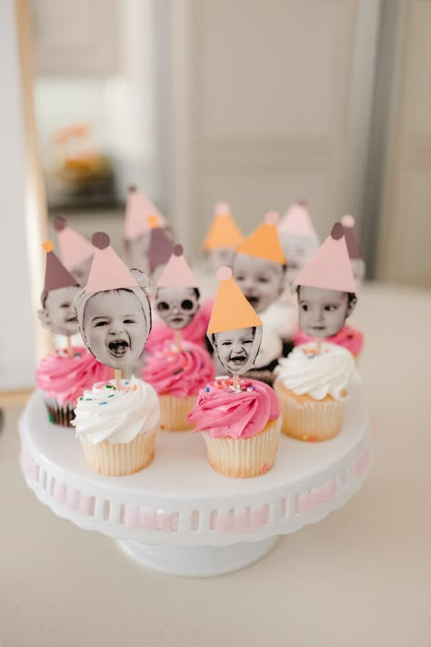 How To Make Personalized Birthday Party Cupcake Toppers- DIY | Kelsey Bang Baby Birthday Decorations, Baby Birthday Themes, One Year Birthday, First Birthday Party Themes, בר מצווה, Baby Birthday Party, Cupcake Party, Baby First Birthday, Birthday Cupcakes