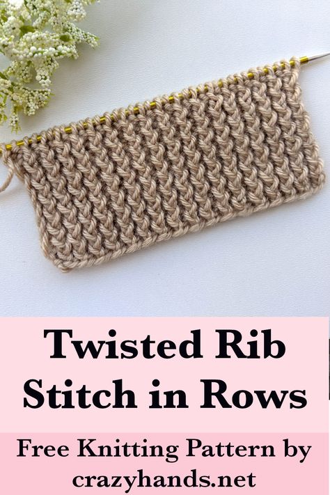 Add texture and stretch to your knits with the twisted rib stitch made in rows! This versatile stitch creates a clean, structured look, perfect for scarves, sweaters, and more. A fun technique for knitters looking to elevate their projects!

#knitstitch
#knitstitchpattern
#knittingstitch
#knittingstitches
#knittedstitch
#knittingpattern
#knitpattern
#knitting
#knit
#howtoknit Different Knitting Stitches, Knit Stitch Patterns Free, Twisted Rib Stitch, Cable Knit Hat Pattern, Cabled Hat Pattern, Rib Stitch Knitting, Stitch Knitting Pattern, Free Knitting Patterns For Women, Knitted Owl