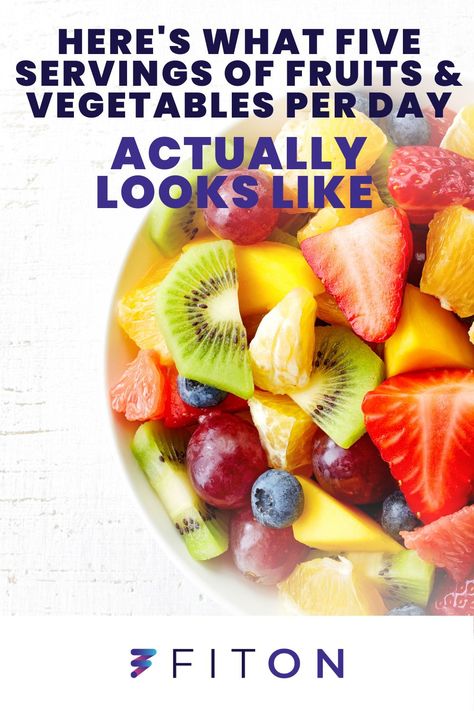 Are you getting in your five servings of fruits and veggies every day? What counts as fruits and vegetables? How do you calculate serving size? We cover all of that plus more. Also check out the RD approved meal that you need to try! Fruit And Vegetables Meal Plan, Fruit And Veggie Diet Plan, 5 Fruits And Vegetables A Day, Serving Size Of Fruits And Vegetables, 2 Week Fruit And Veggie Diet, Fruit And Veggie Serving Size, How Many Servings Of Fruit And Veggies, 5 Servings Of Fruits And Veggies, How Many Vegetables A Day