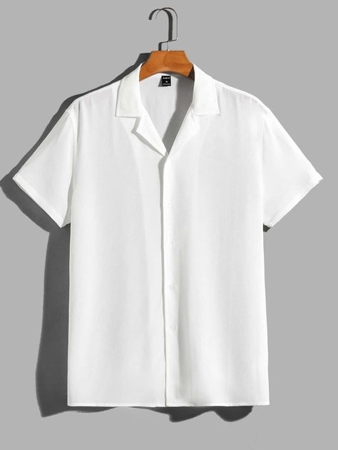 White Collared Shirt Outfit Men, Lapel Shirts For Men, White Shirt Men Casual, White Collared Shirt Outfit, White Shirt Outfit For Men, Plain Shirts For Men, Mens White Shirt, Collared Shirt Outfits, Stylish Shirts Men