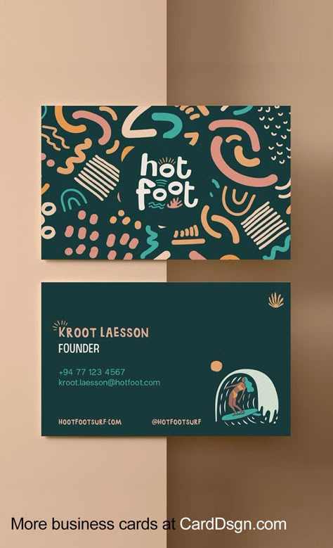 Business Card Unique Design, Business Card Idea Design, Playful Minimalist Branding, Playful Business Card Design, Patterns For Branding, Brand Card Design Ideas, Business Cards For Designers, Playful Business Card, Illustrator Pattern Design