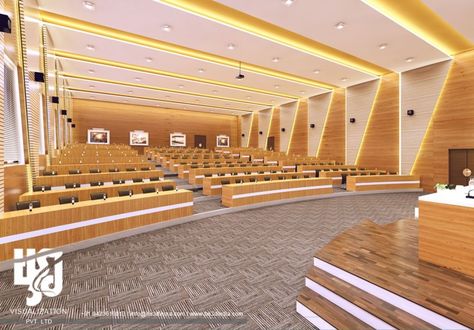 “MODERN #AUDITORIUM INTERIOR DESIGN  #3DRENDER VIEW BY www.hs3dindia.com @nirlepkaur_id” Auditorium Design Interiors, Lecture Hall Interior Design, Auditorium Architecture, Auditorium Design, Meeting Hall, Design Hall, Lecture Hall, Multipurpose Hall, Theatre Interior