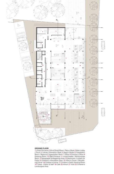 Small Library Design Architecture Plan, Library Project Architecture, Library Floor Plan Layout, Library Layout Plan, Flexibility Architecture, Small Library Design, Library Competition, Library Layout, Library Floor Plan