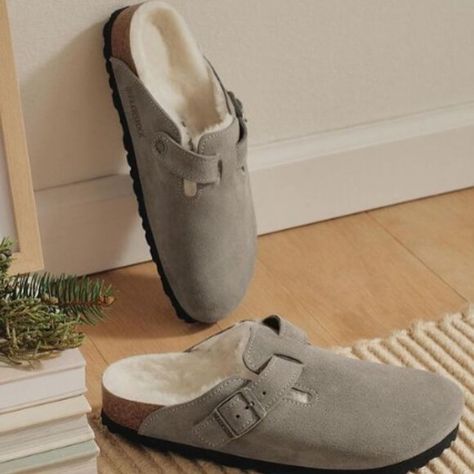 Birkenstock Boston Shearling Clogs - Women's, In Stone Coin/Natural Color, Warm Shearling Clogs, Shoes Birkenstock, Boston Shearling, Birkenstock Boston Shearling, Natural Branding, Birkenstock Boston, Color Stone, Birkenstock Shoes, Womens Clogs