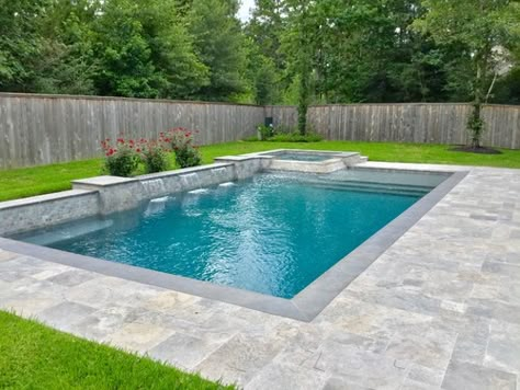 Small Rectangle Pools For Small Yards, Rectangle Pools Backyard, Rectangle Pool Backyard, Square Pool Ideas Backyards, Small Yard Pools Backyard Designs, Pool In Small Backyard, Pool For Small Backyard, Small Inground Pool, Kleiner Pool Design