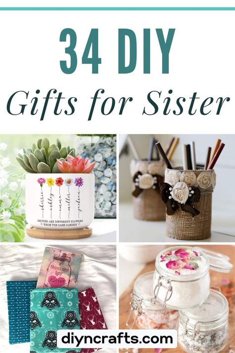 Crafts For Sisters To Do Together, Sister Craft Ideas, Cute Christmas Gifts For Older Sister, Sister's Birthday Gift Ideas, Diy Crafts For Sisters, Diy Gifts For Siblings Christmas, Sister Diy Gifts Birthday, Craft For Sister Birthday, Aunt Diy Gifts