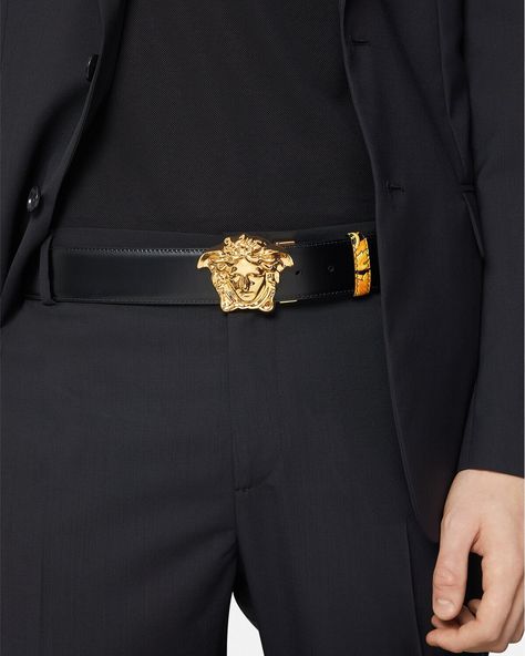 Versace Barocco Reversible Leather Belt for Men | US Online Store Versace Belt Men, Mens Designer Belts, Belt For Men, Luxury Belts, Versace Home, Branded Belts, Designer Belts, Belt Style, Reversible Belt