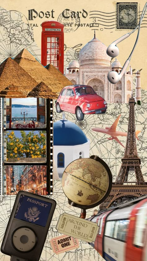 Travel Collage Aesthetic, Travel Wallpaper Travel Wallpaper Aesthetic, Travel Aesthetic Collage, Vision Board Backgrounds, Iphone Wallpaper Architecture, Macbook Wallpaper Aesthetic Collage, Moodboard Travel, Collage Vision Board, Wallpaper Aesthetic Collage