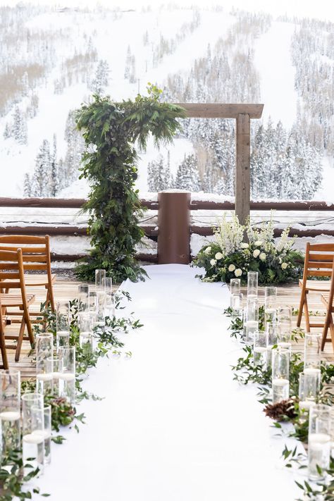 Wedding Aisle Decorations Winter, December Wedding Arch Ideas, Winter Ceremony Arch, Christmas Wedding Arbor Ideas, Winter Wedding Eucalyptus, Pine Arch Wedding, Winter Wedding Arbor Ideas, Pine Wedding Arch, Winter Wedding Alter Decor