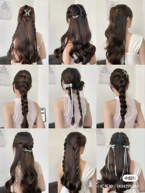 Cool Hair Designs, Hair Style Korea, Easy Hairstyles For Thick Hair, Hair Inspiration Long, Hairstyles For Girls, Ribbon Hairstyle, Hair Stylies, Hair Up Styles, Hair Stylist Life