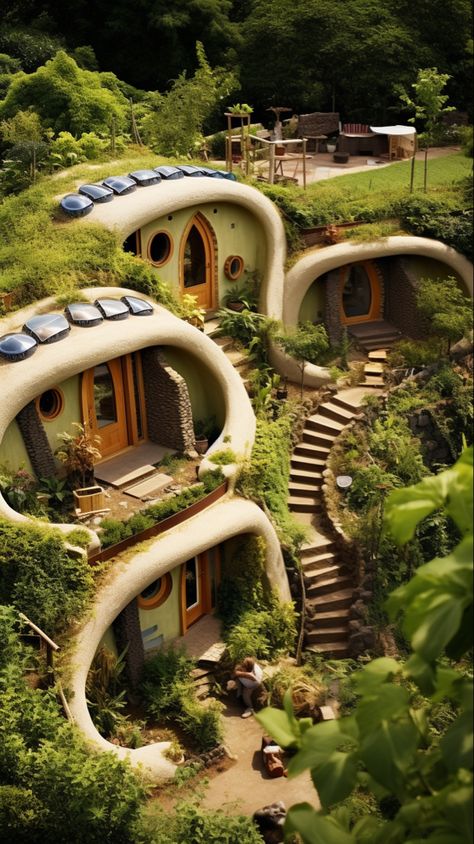 Imagined with Midjourney Cob House Exterior Natural Building, Tiny Cob House, Cobb Houses Exterior, Earth Covered Homes, Earthship Home Interior, Modern Hobbit House, Earth Ship Homes Plans, Solar Punk House, Cob House Exterior