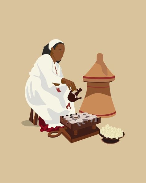 Ethiopian Coffee Ceremony, Ethiopian Coffee, Brewing Coffee, Beauty Paintings, Afrique Art, Notebook Cover Design, Vibes Art, Cute Doodles Drawings, Woman Art