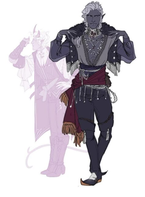 Bard Clothes Dnd, Grey Tiefling, Warlock Costume, Rogue Dnd, Dnd Bard, Half Drow, Tiefling Bard, Dnd Elves, Arm Art